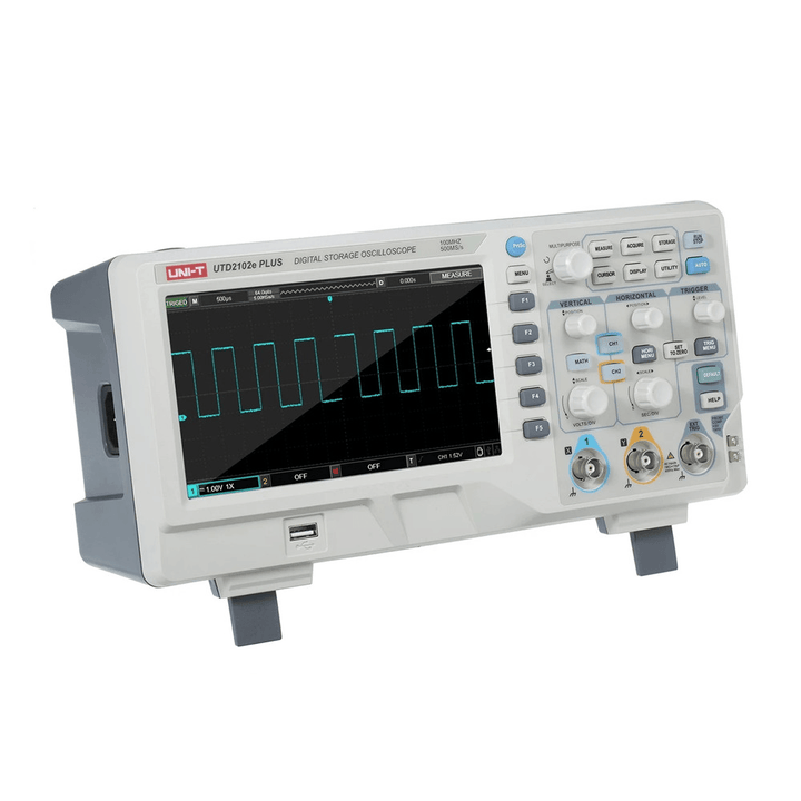 UNI-T Utd2102E plus Digital Oscilloscope with 7-Inch LCD Display Scopemeter with 100Mhz Bandwidth 2 Channels 500MS/S Real Time Sample Rate 64Kpts Depth Storage - MRSLM