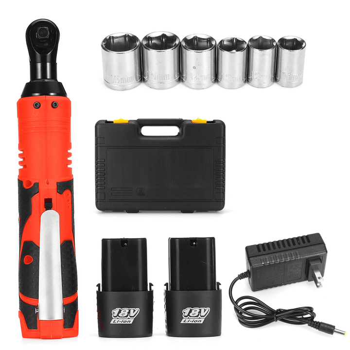 18V 100N.M 3/8" Cordless Ratchet Wrench Electric Ratchet Wrench Kit W/ Charger & 1/2Pcs Battery - MRSLM