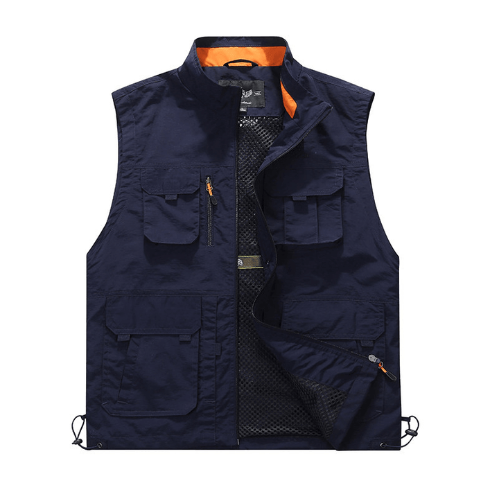 Outdoor Utility plus Size Multi Pockets Mesh Breathable Vest - MRSLM