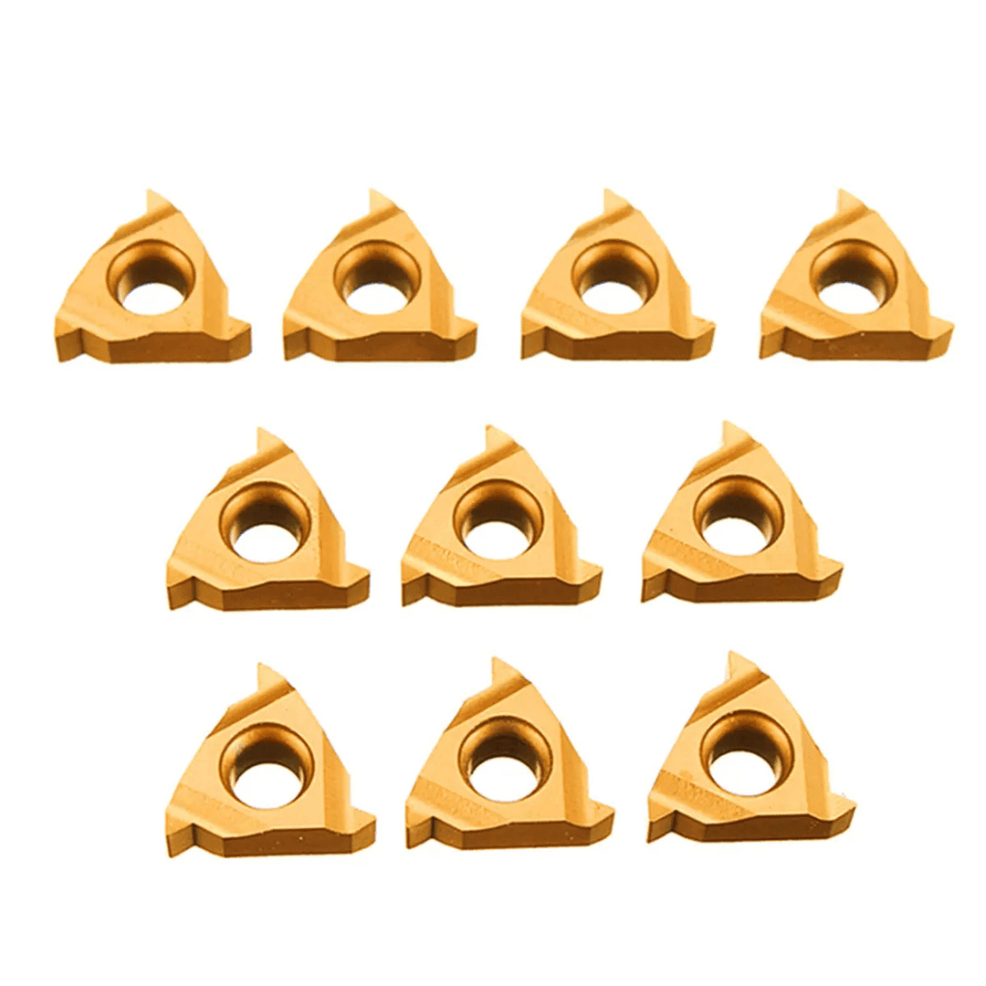 10Pcs 11IRA60 External Thread Carbide Inserts Golden Blades Cutter for CNC Machine External Turning Tool Lathe Cutter - MRSLM