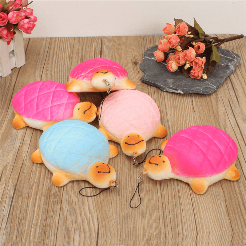 13Cm Soft Kawaii Cute Little Turtle Phone Bread Bun Squishy Charms with Rope Random Color - MRSLM