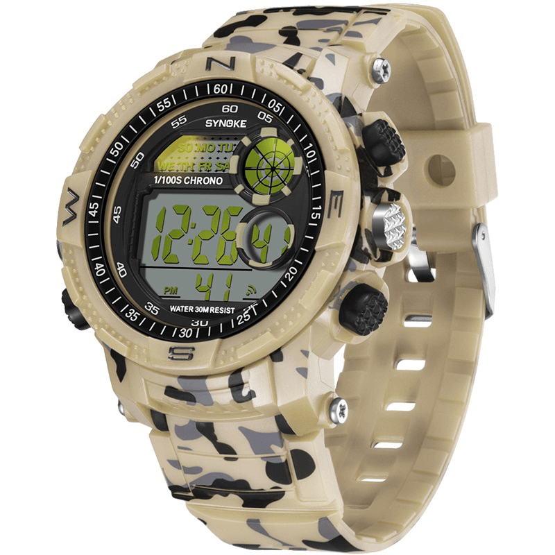 SYNOKE 9033 Sport Men Watch Waterproof Luminous Date Week Display Camouflage Outdoor Digital Watch - MRSLM