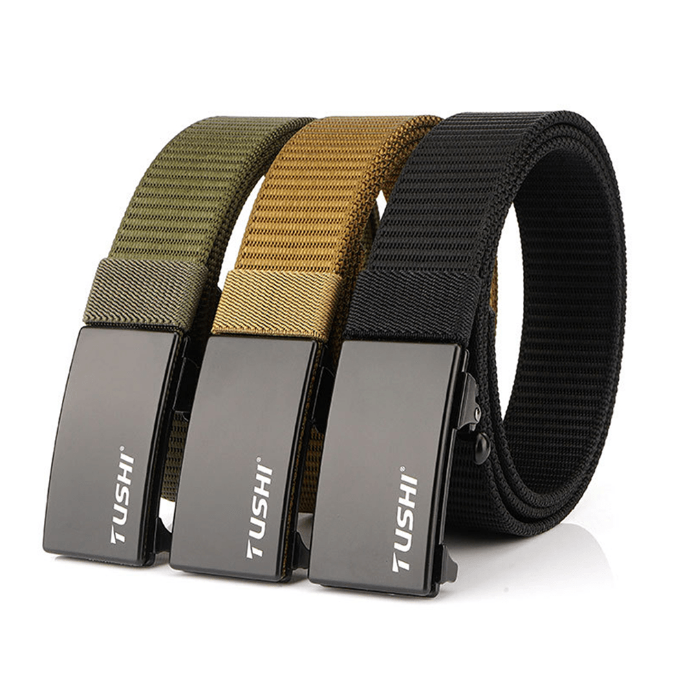 TUSHI 120CM Men'S Automatic Buckle Nylon Belt Simple Belt - MRSLM