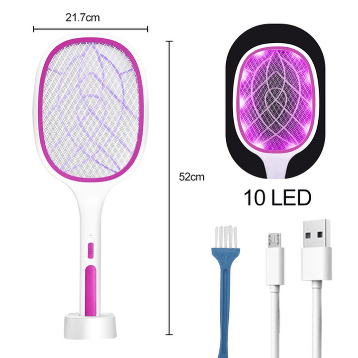 2 in 1 6/10 LED Mosquito Killer Lamp 3000V Electric Mosquito Swatter USB Rechargeable Insect Mosquito Repellent Trap - MRSLM