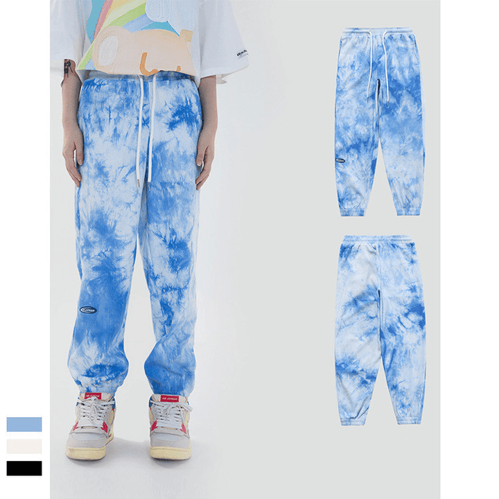 Tie-Dye Ink Loose-Fitting National Trend Casual Pants - MRSLM