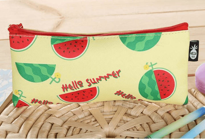 Creative Fruit Family PU Pencils Waterproof Student Pencil Case Storage Bag Stationery Pencil Bag - MRSLM