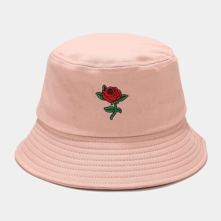 Women Summer UV Protection Floral Pattern Embroidery Casual Cute Sun Hat Bucket Hat - MRSLM