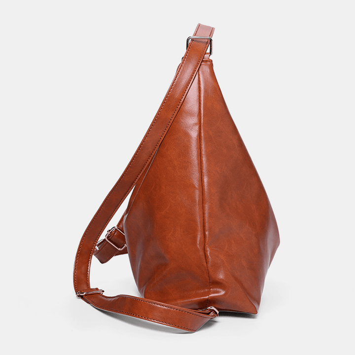 Women Oil Wax Leather Large Capacity Backpack Shoulder Bag Crossbody Bag Purse Diaper Bag Hobo Bag Hobo Bag - MRSLM