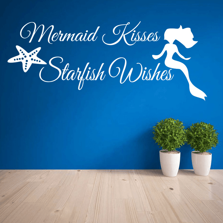 New Letters Style Wall Stickers Paper Creative Art Mermaid Shaped DIY Decorations Removable Wall Decals - MRSLM