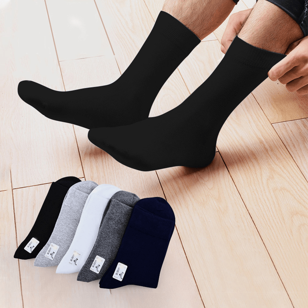 10 Pairs Men Cotton Solid Color Summer Thin Deodorant Sweat-Absorbent Tube Socks - MRSLM