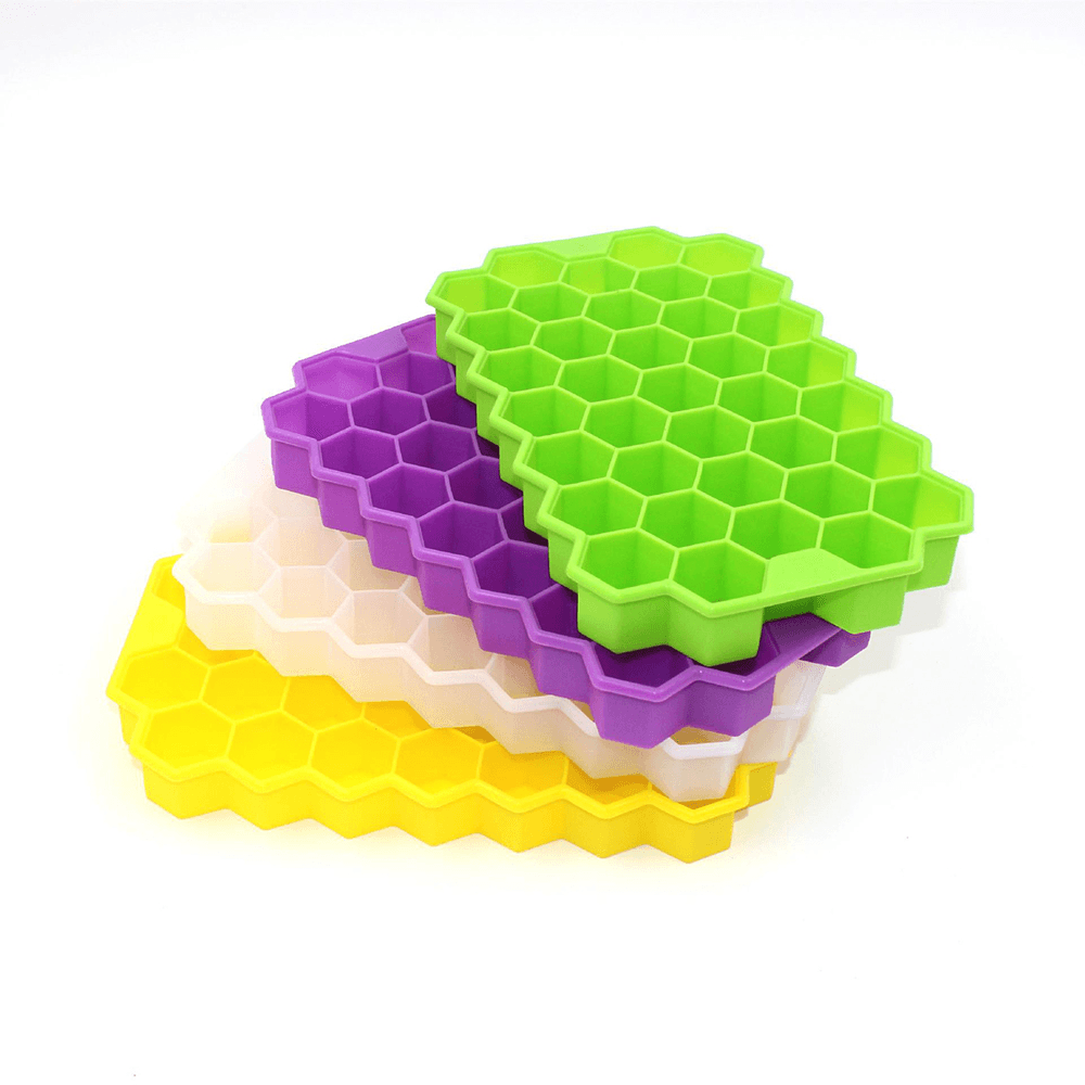 2Pcs 37 Grid Silicone Ice Tray Cube Stacable Mold Set DIY Honeycomb Shape Ice Cube Ray Mold Ice Cream Party Cold Drink Kitchen Cold Drink Tools - MRSLM