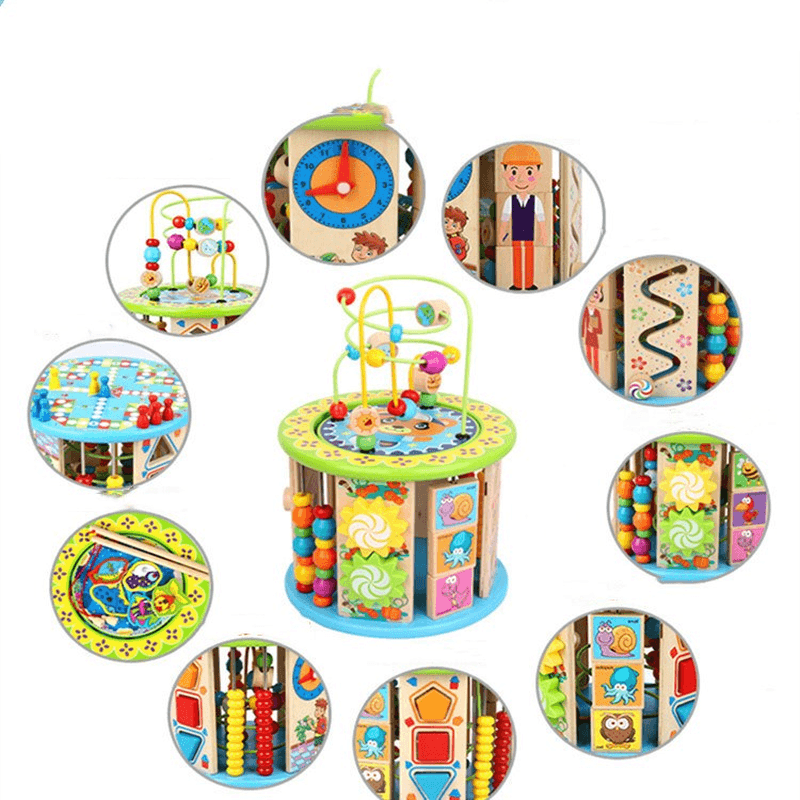 Treasure Box Toys Multifunctional 10-In-One Puzzle Bead around Wooden Toys - MRSLM