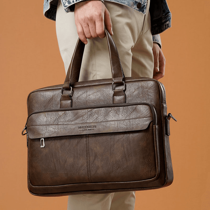 Men Large Capacity Vintage 13 Inch Computer Bag Messenger Bag Crossbody Bags Shoulder Bag Briefcase - MRSLM