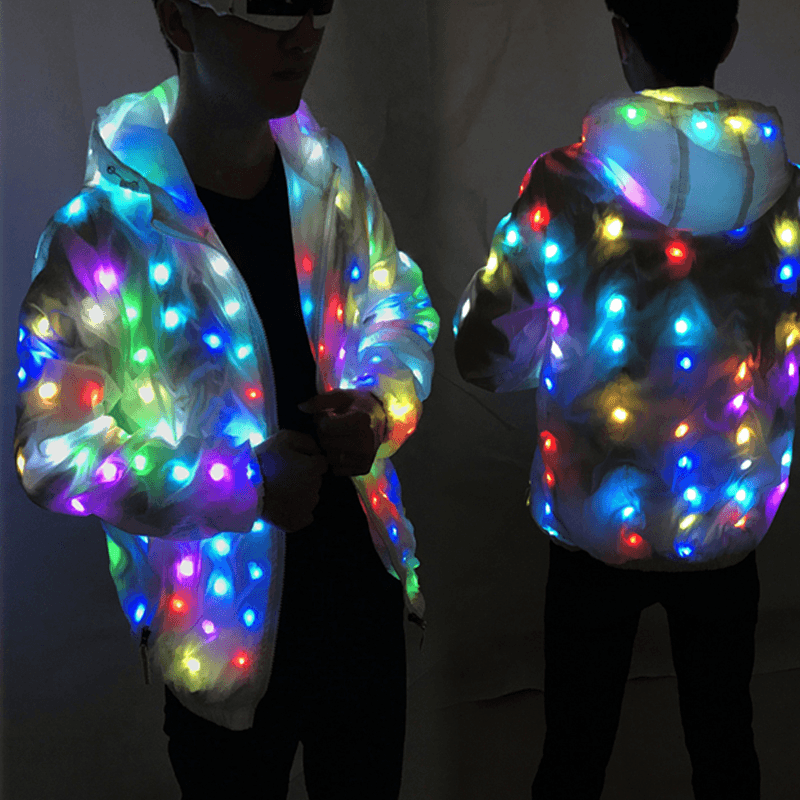 Colorful Leds Halloween Party Light Abrigo Chaqueta Cool Clothing Dance Coat - MRSLM