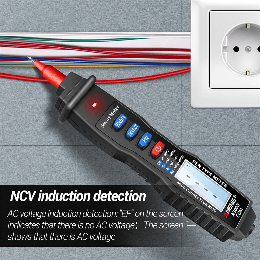 ANENG A3003 Digital Pen Multimeter Professional 4000 Counts Smart Meter with NCV AC/DC Voltage Resistance Capacitance Testers - MRSLM