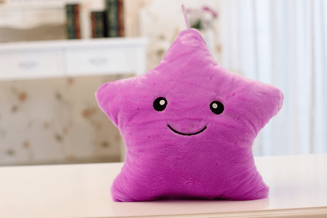 Smile Star LED Flash Light Stuffed Cushion Soft Cotton Plush Throw Pillow Decor Children Valentines Gift Toy - MRSLM