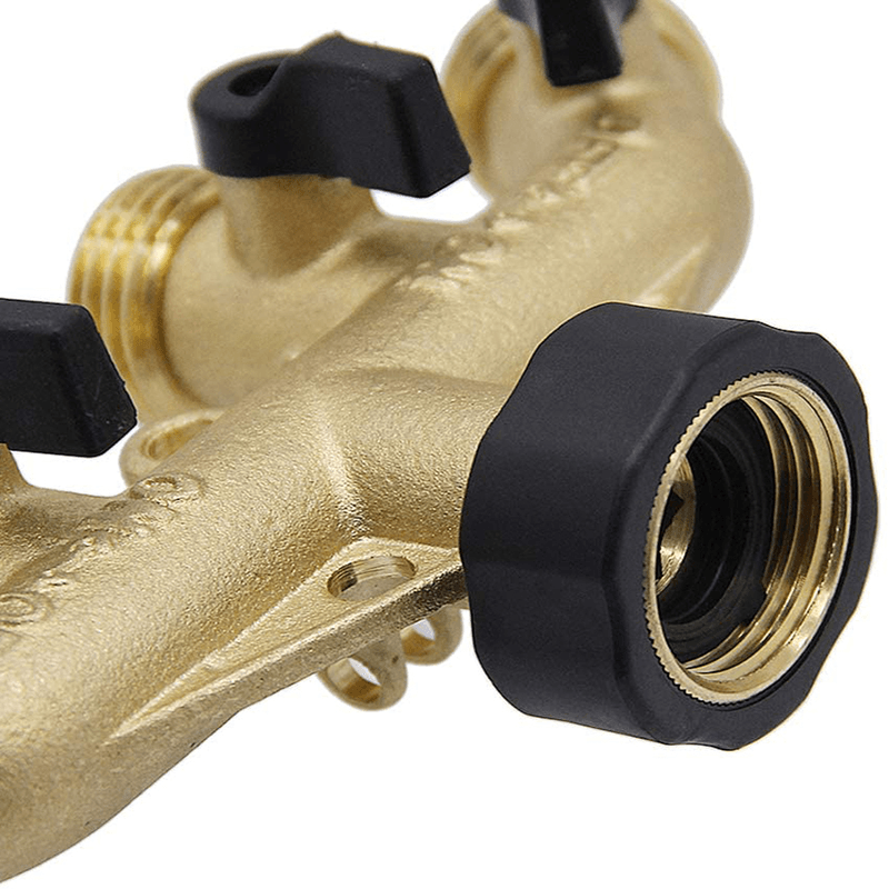 4 Way Heavy Duty Brass Garden Hose Splitter 3/4" Hose Connector 4 Valves Hose Spigot Adapter - MRSLM