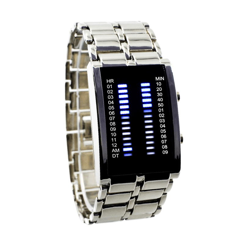 Binary LED Display Men Business Luminous Waterproof Electronic Digital Watches - MRSLM