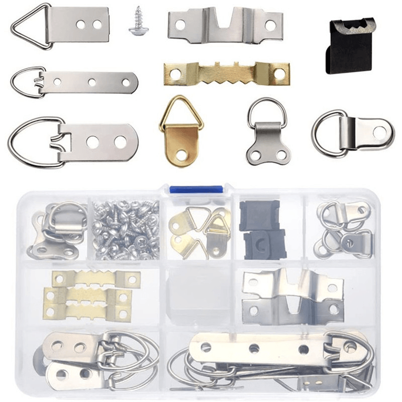 96Pcs Photo Frame Hanging Hooks Kit 9 Models Picture Hanger Hooks with Screws for Office Family Photo Picture Painting Hanging - MRSLM