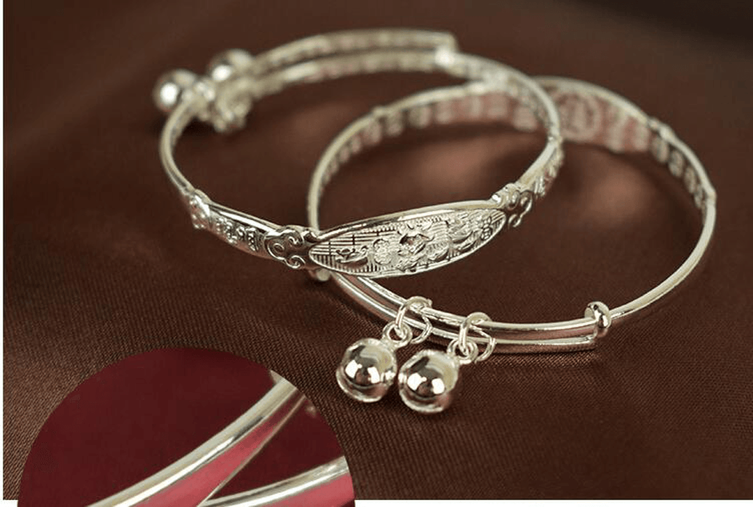 S990 Pure Silver Baby Bracelet Taobao Baby Jewelry Baby Silver Bracelet BB Silver Ornament Full Moon Gift - MRSLM