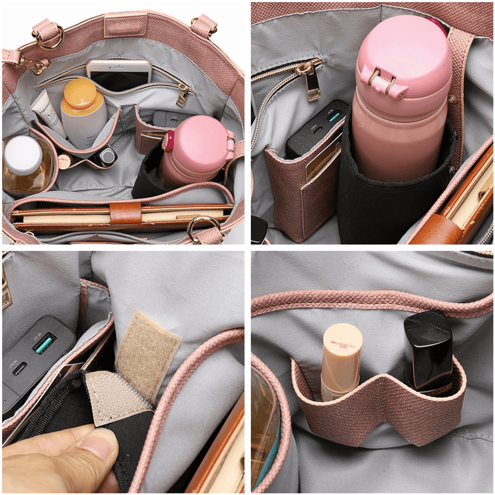 Women Pure Color Solid Multifunction Detachable Bottle Bag Shopping Shoulder Bag Handbag - MRSLM