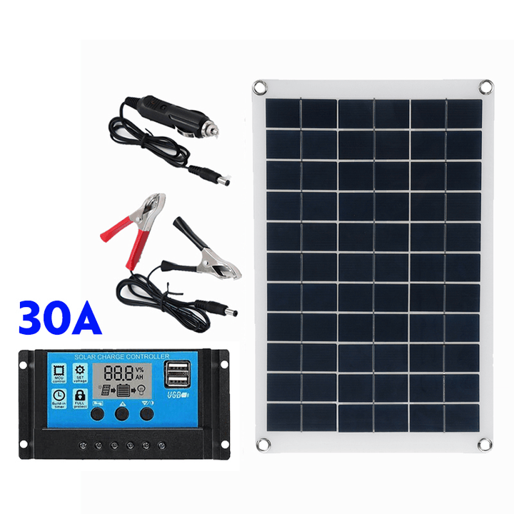 100W Solar Panel Kit 12V Battery Charger 10-100A LCD Controller for Caravan Van Boat - MRSLM