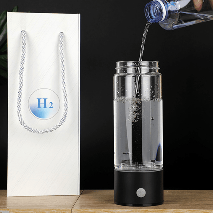 Ipree® 450Ml Hydrogen-Rich Water Ionizer Maker Cup Generator Glass Bottle Mug USB Charging Glass Water Bottle - MRSLM