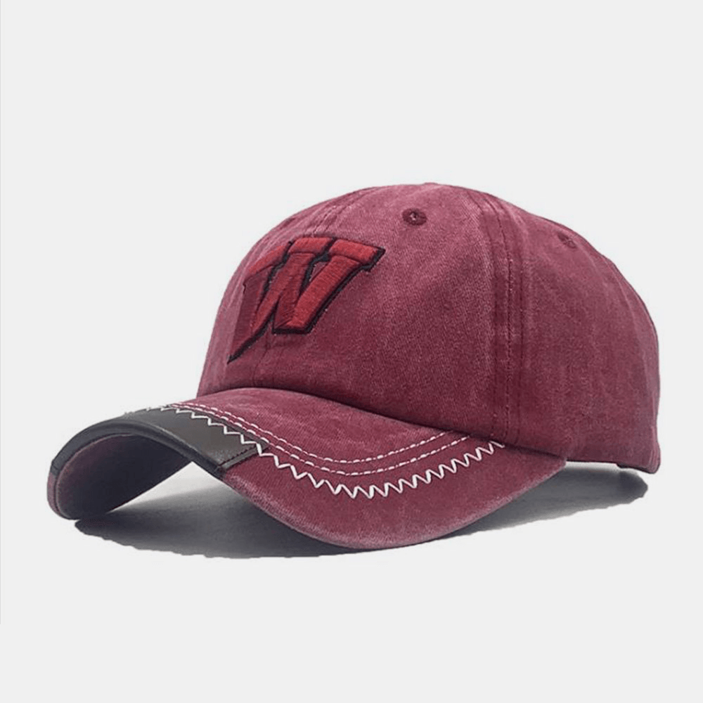 Unisex Washed Baseball Cap Cotton Letter Embroidery Retro All-Match Fitted Cap Relaxed Adjustable Cap - MRSLM