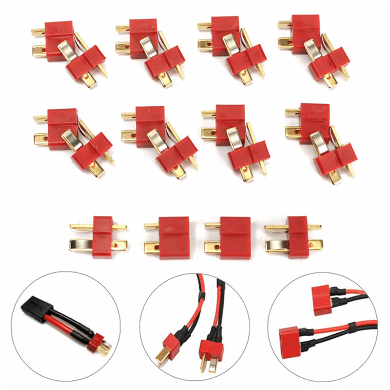 Excellway® DC 012 20Pcs T Plug Male & Female Connectors Deans Style for RC Lipo Battery - MRSLM