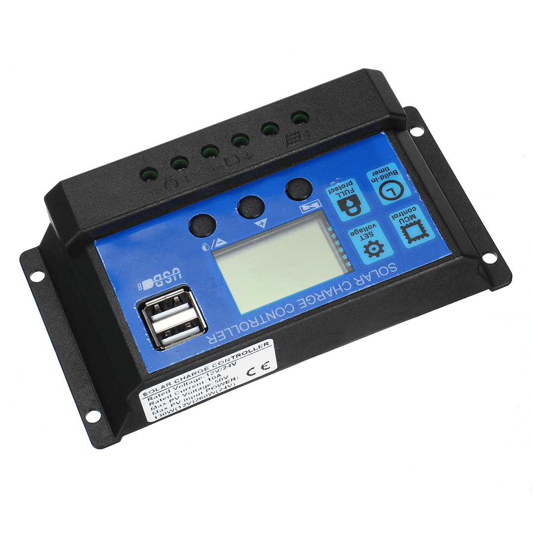 10/20/30A 12V-24V Solar Panel Battery Regulator Charge Controller USB LCD Charger - MRSLM