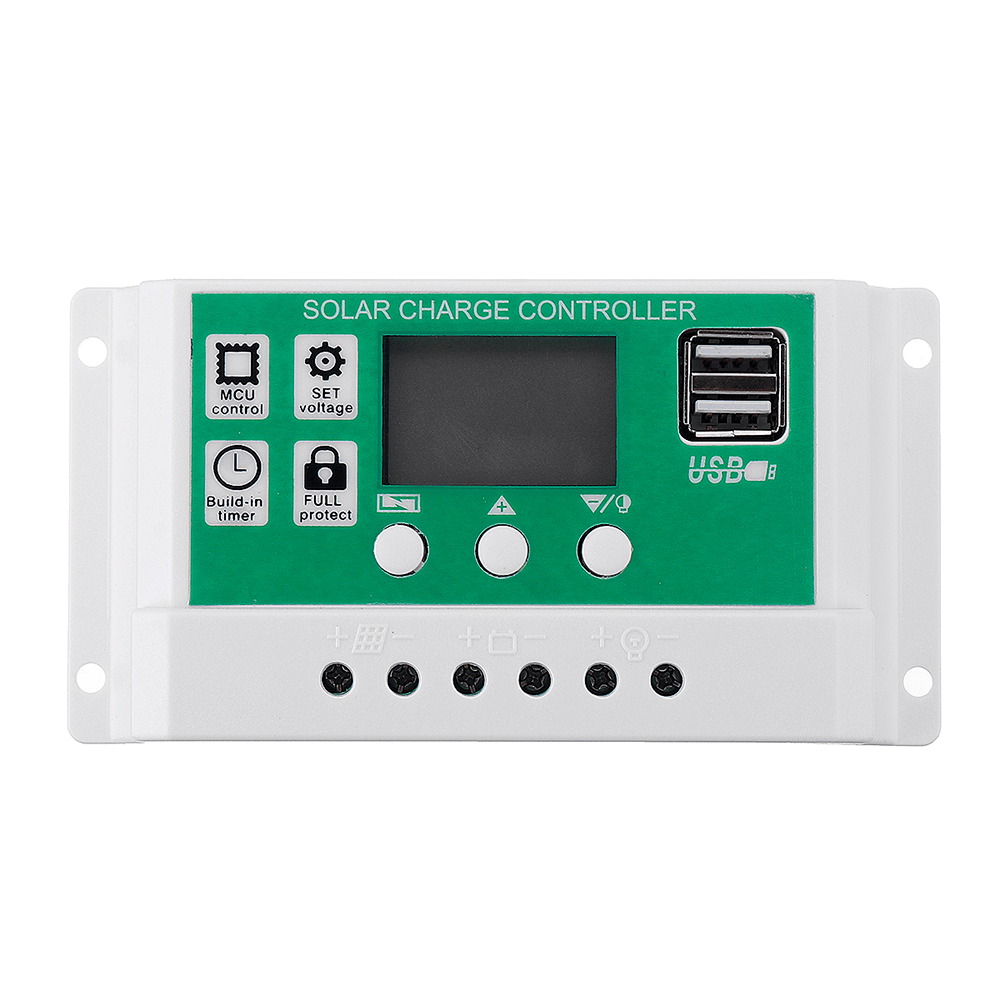 10/20/30A 12V 24V Auto Dual USB Solar Panel Charge Controller Battery Charger Adapter LCD - MRSLM