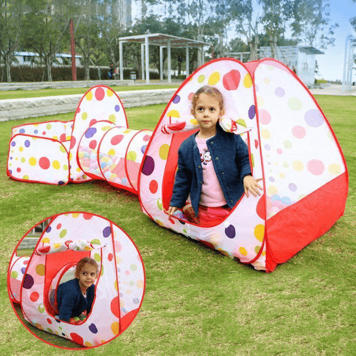 3-In-1 Kids Play Tent Baby Tunnel Game House Ball Pit Pool Indoor Outdoor Playground - MRSLM