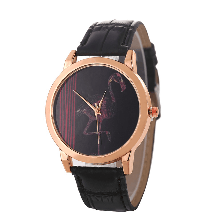 Red-Crowned Crane Pattern Colorful Leather Strap Fashion Men Quartz Watch - MRSLM