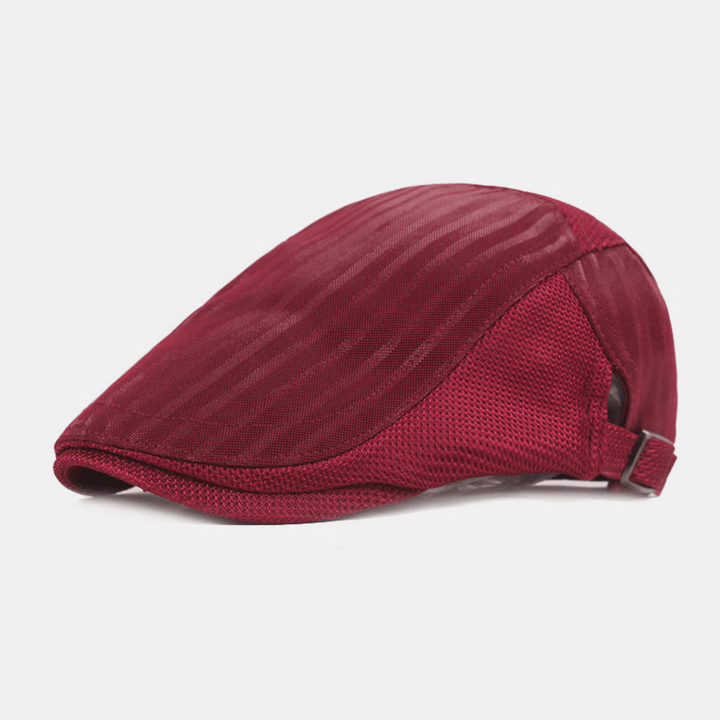 Unisex Mesh Breathable Beret Cap Stripe Pattern Summer Sunshade Newsboy Hat Flat Cap Ivy Cap - MRSLM