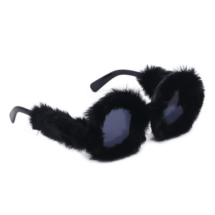 Fashion round Frame Plush Full Coverage Sunglasses for Women - MRSLM