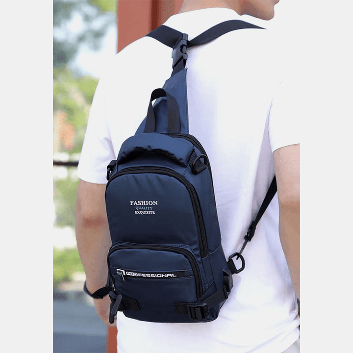 Men Fashion Waterproof Light Weight Sports Chest Bag Backpack with USB Charging Port - MRSLM