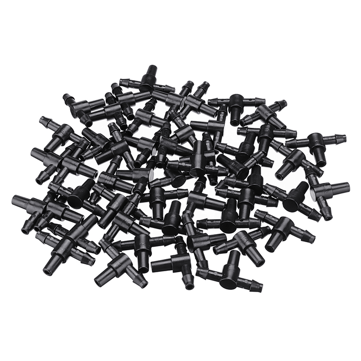 50Pcs Garden Hose Sprinkler Tee Connector Micro Drip Irrigation 4/7Mm Pipe Barbed Connector Watering System Pipe Barbed Connection Part - MRSLM