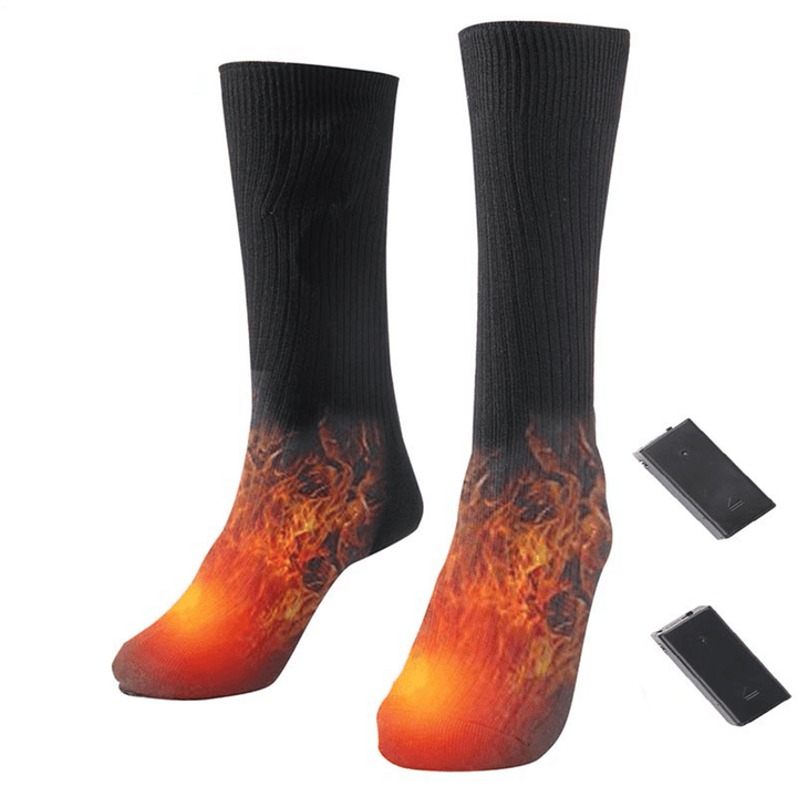 3V Cotton Heated Socks Sport Ski Socks Winter Foot Warmer Electric Warming Sock Battery Powered Warming Socks - MRSLM