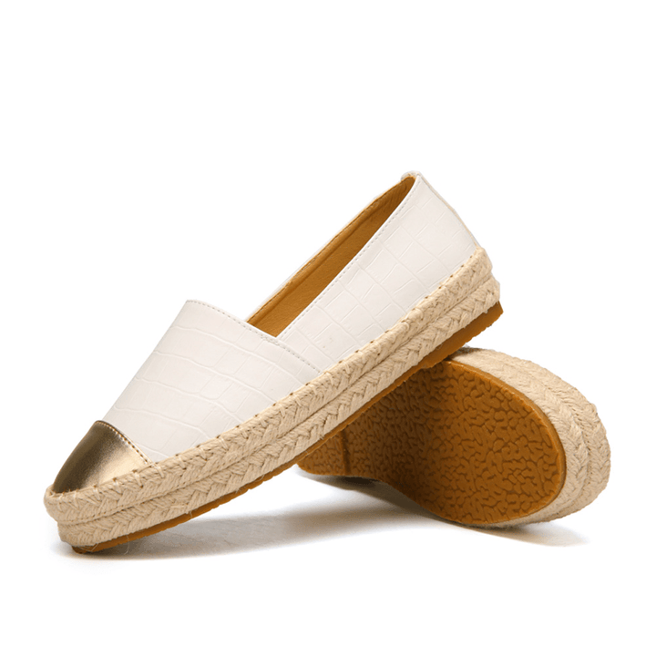 Women Casual Splicing Slip on Espadrille Loafers Flats Fisherman'S Shoes - MRSLM