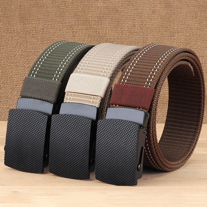 Men Casual Outdoor New Casual Nylon Belt Trendy Alloy Buckle Thick Belt - MRSLM