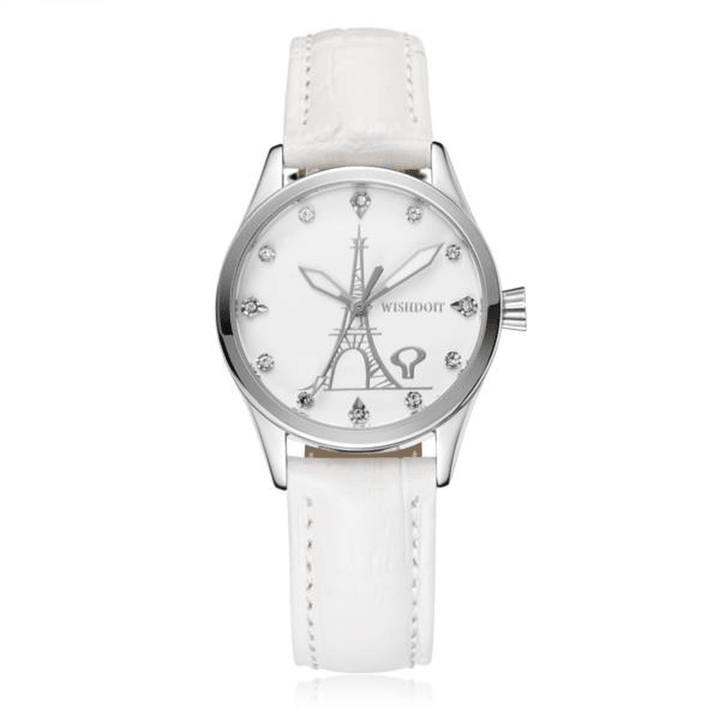 WISHDOIT WSD-005 Fashion Women Quartz Watch Roman Numerals Flower Iron Tower Wrist Watch - MRSLM