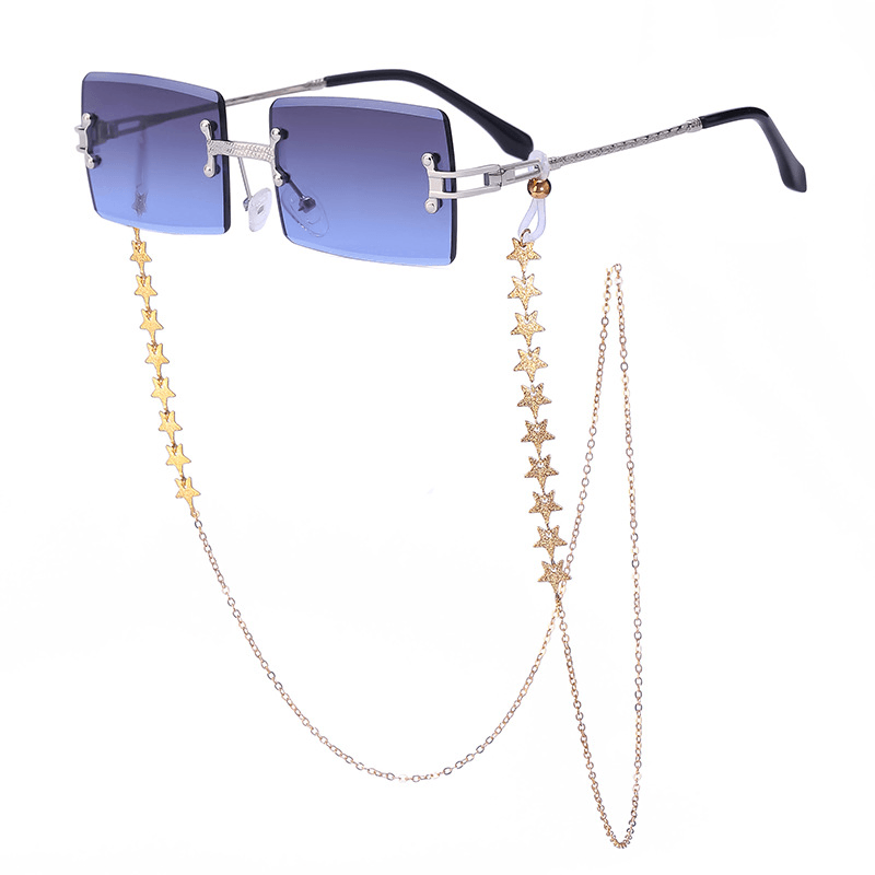 Women'S Rimless Diamond Cut Chain Sunglasses - MRSLM