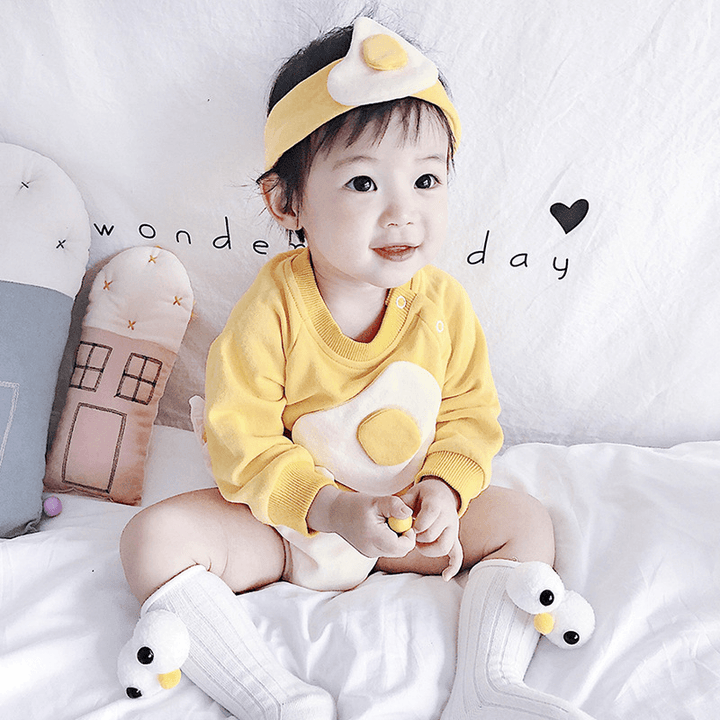 Cartoon Egg Long Sleeve Romper - MRSLM