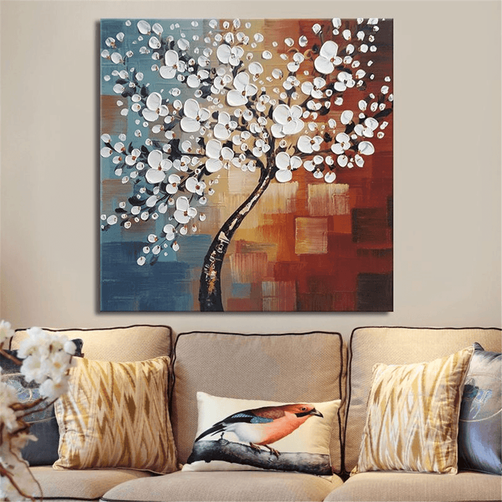 Framed Abstract Flower Tree Canvas Print Oil Paintings Picture Home Art Decorations - MRSLM