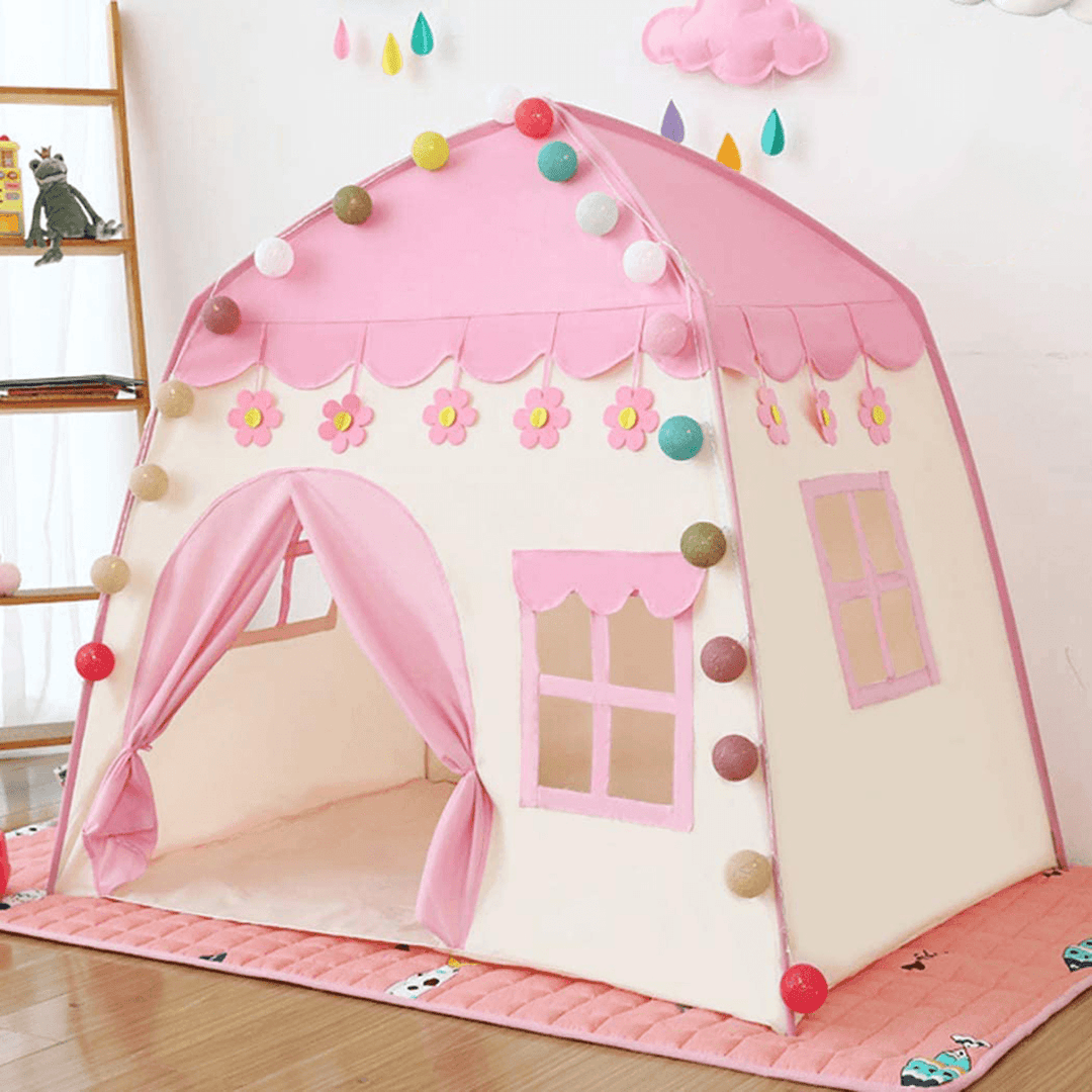 51Inch Large Sturdy Kids Play Tent Princess Playhouse Castle Children Fairy Tale Teepee Indoor/Outdoor with Carry Bag for Boys Girls Gift - MRSLM