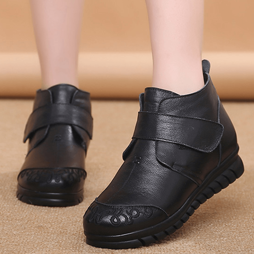 Round Toe Genuine Leather Ankle Boots - MRSLM