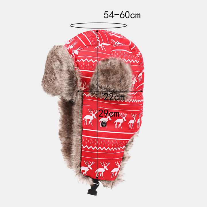 Men Stick Figure Sheep Pattern Thicken Warm Trapper Hat Outdoor Windproof Ear Protection Christmas Hat Ushanka Hat Russian Hat - MRSLM