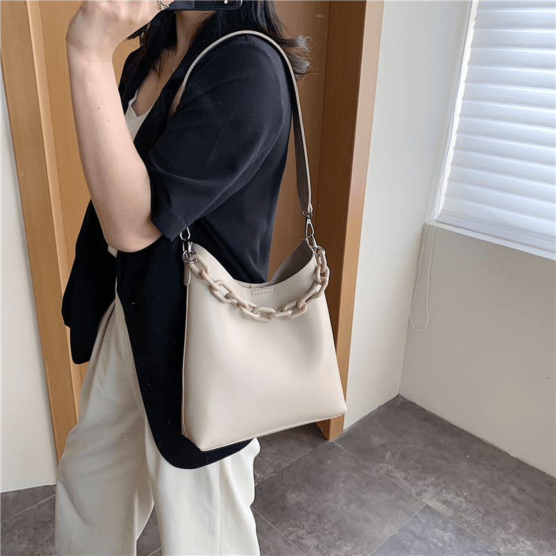 Women 2Pcs Casual Chain Bucket Bag Shoulder Bag - MRSLM