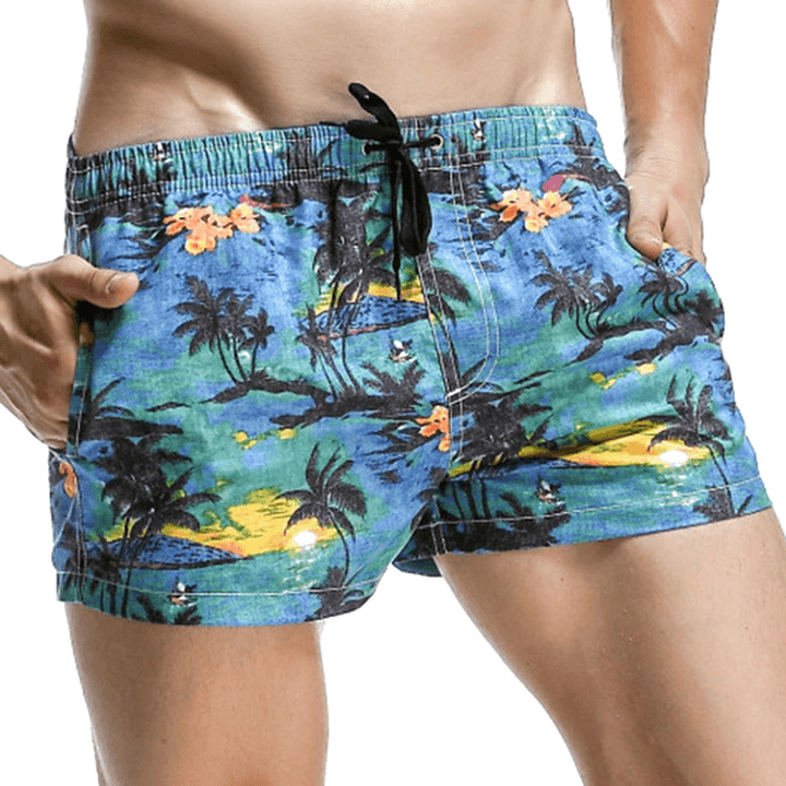 Fashion Hawaiian Printing Quick Dry Breathable Sports Board Shorts for Men - MRSLM