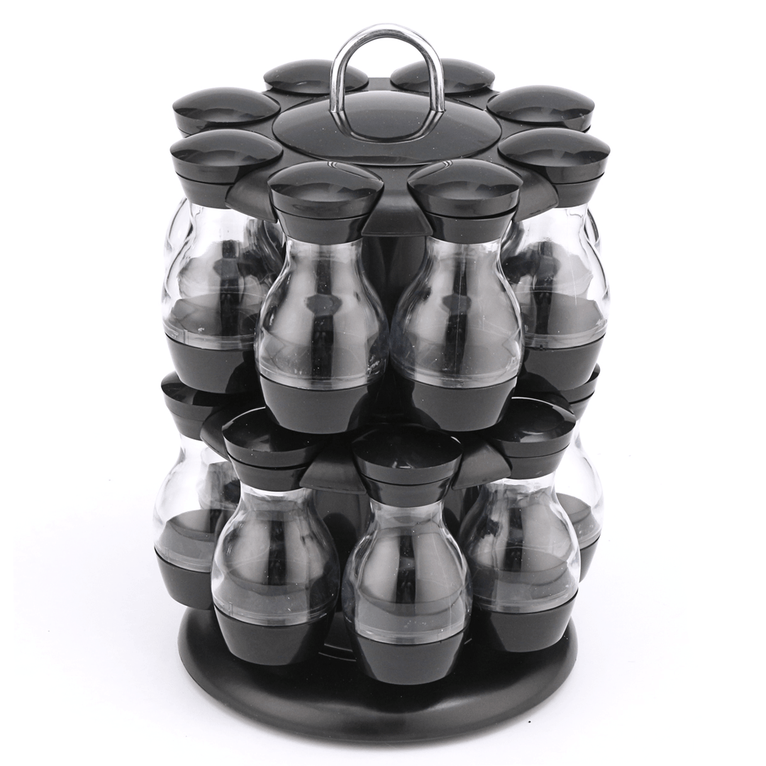 16 Jar Rotating Spice Rack Carousel Kitchen Storage Holder Condiments - MRSLM